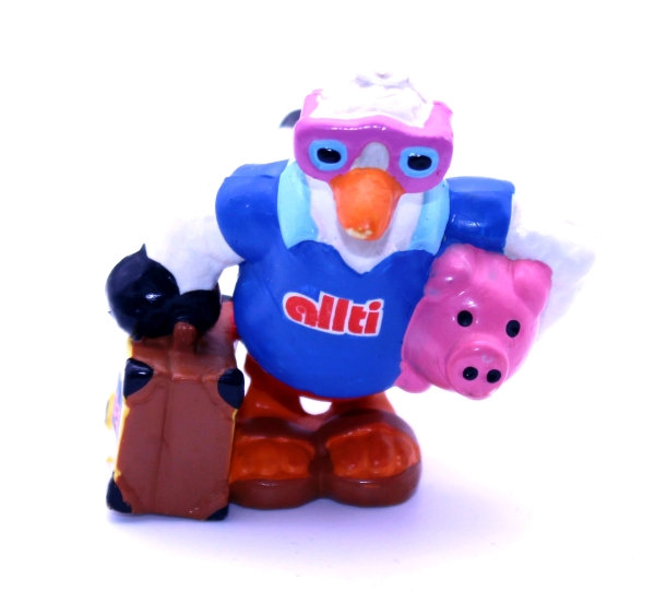 Alltours Werbe-Figur "Allti Reisevogel mit Koffer und Sparschwein" von Schleich